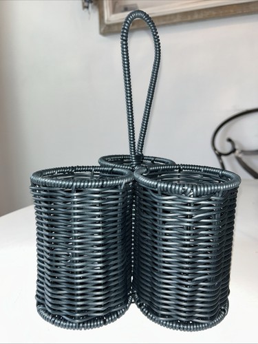 Round faux wicker woven - faux,