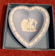 Wedgwood Ceramic Blue Jasperware heart shaped dish/pin tray excellent boxed