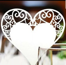 25 White Card Heart Filligree