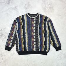 Definitiv Grey Multicoloured Coogi Style Textured 3D Knit Jumper Size Medium M