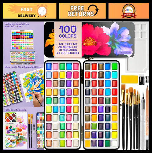 100 watercolour paint - watercolour, set