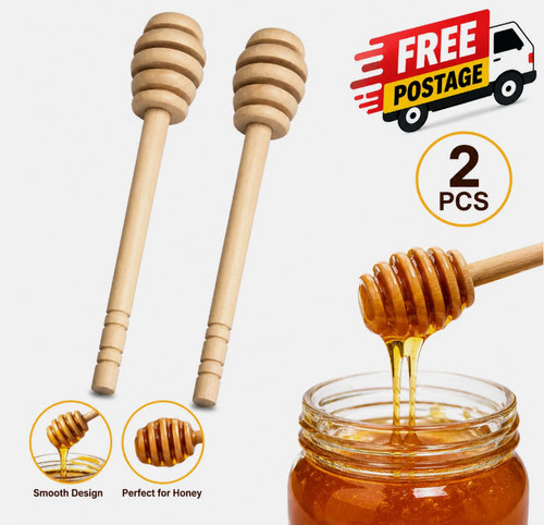 Wooden honey dipper stick - 2x,
