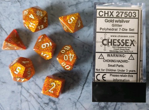 Polyhedral dice gold with - :,