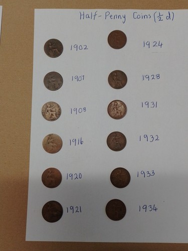 Half penny coins - half-penny, mixed