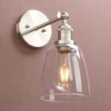 Vintage Industrial Wall Lamp Sconce Bell Clear Glass Shade Indoor Light Fixture