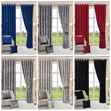 Plain Blackout Eyelet Curtains Ready Made Ring Top Thick Curtains With Tie Backs