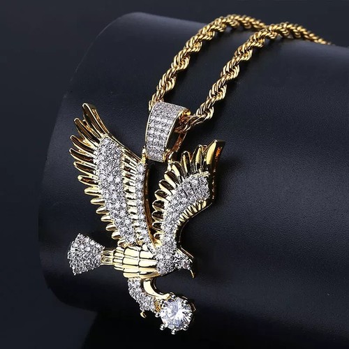 Iced eagle charm pendant - iced,