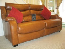  Parker knoll Denver Brown/Tan leather  sofa.RRP £ 2700
