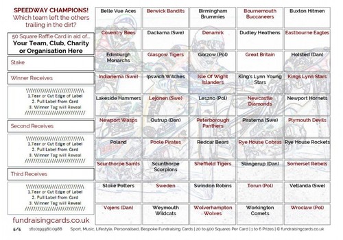 Sports fundraising cards - sports,