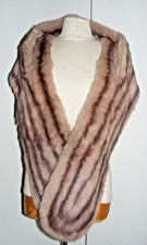 Vintage real fur stole wrap shoulder cape light caramel with darker brown stripe