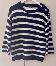 Lauren Ralph Lauren Navy & White Striped Cotton Sweater - Size M