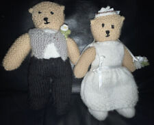 10 INCH KNITTED WEDDING GIFT TEDDY BEARS GROOM AND BRIDE