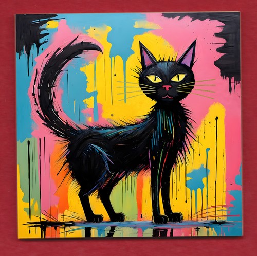Black cat ceramic - cat,