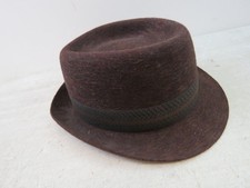 VINTAGE ATTABOY BROWN FELT WOOL TRILBY PORK PIE HAT SIZE 7 3/8