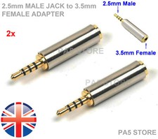 2x Gold 2.5mm Male Jack Plug