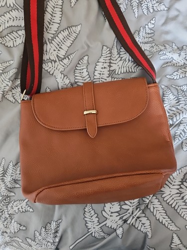 Faux leather tan crossbody bag - faux,