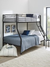Domino Metal Trio Bunk Bed Frame Black Sleek and Space-Saving Bedroom Furniture