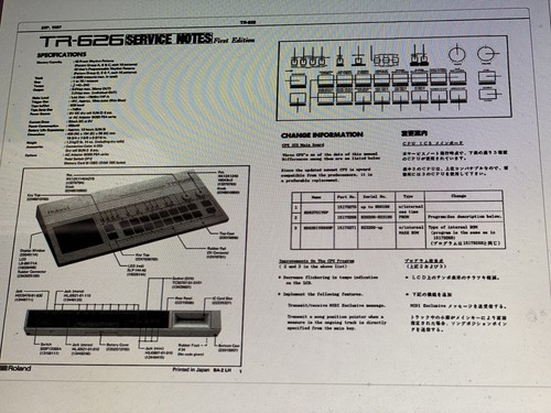 Roland 626 service manual - tr-626,
