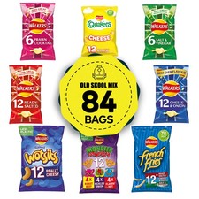 Walkers Crisps Salt Vinegar Quavers Cheese Prawn Cocktail Bundle 84 Bags
