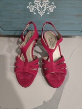 Talbots Shoes Womens Size 5 Pink Fuschia Suede Open Toe Dress Heel Holiday 