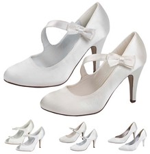 Womens Wedding Shoes Satin Bridal High Heels Classic Court Party Pumps Ladies 