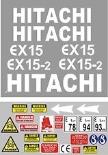 Decal Sticker set. HITACHI EX15 & EX15-2 Mini Digger Pelle Bagger Excavator
