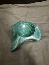 MALACHITE Carved Bowl 1.396kg • Visible Crack • Lapidary Source / Display