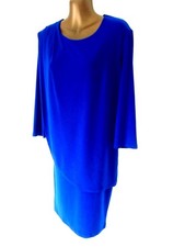 Joseph Ribkof Bodycon shift dress 12 Cobalt blue 3/4 sleeve Stylish (9179