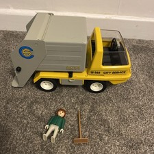 Vintage Playmobil 3780 Dustbin Lorry And Figure Bundle