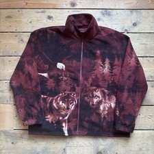 Atlas Zip Up Wolf Print Fleece Men’s 2Xl