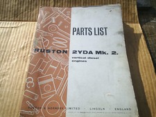 Ruston and Hornsby YDA mark 2 spare parts manual 1960’s base engines and accesso