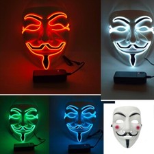 Light Up Mask Vendetta LED Halloween Mask Scary Fancy Dress Costumes Anonymous