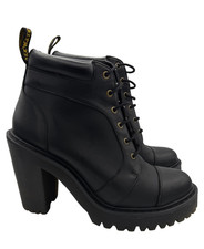 DR. MARTENS Averil Black Leather Heeled Boots Booties - Rare - UK 4, US 6, EU 37
