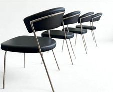 Set of modernist Connubia Calligaris Icon / New York in chrome and black leather