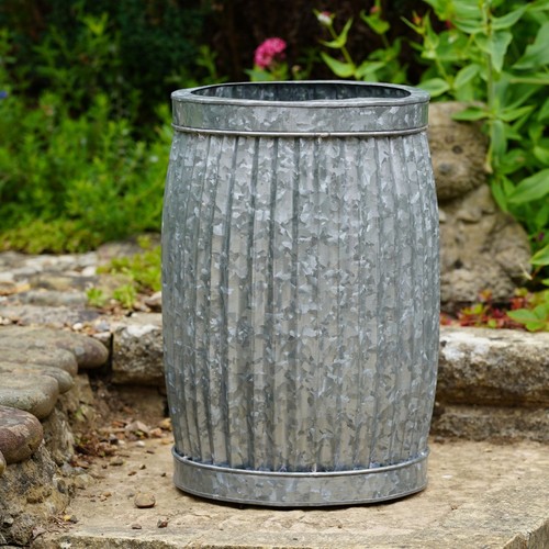 Galvanised dolly tub planter - galvanised,
