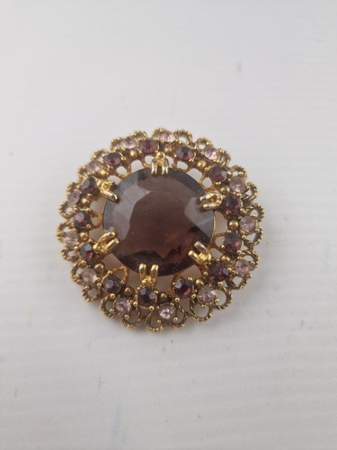 Purple stone brooch - purple,