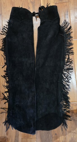 Suede leather chaps fringe - suede,