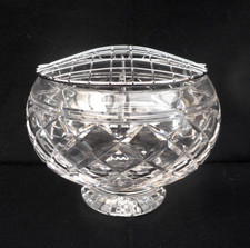 Cut crystal rose bowl & chrome