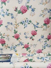 X3 90s Vintage COUNTRY DECOR Wallpaper Rolls Cottagecore 80s Floral Flower Cream