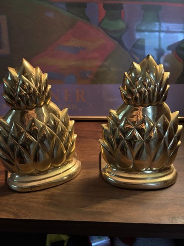 Vintage pineapple bookends - vintage,