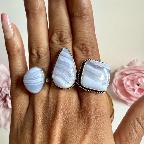 Blue lace agate - lace, adjustable