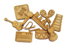 10x Wooden MDF Shapes Music DJ