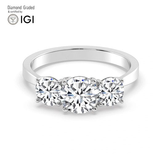 Round diamond trilogy ring - round,