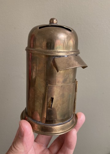 Vintage brass money bank - vintage,