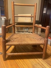 Vintage Children’s Amish Shaker Chair Ladder Back Woven Rattan Wicker Seat