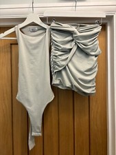 OH POLLY CO-ORD BODY AND RUCHED SKIRT SAGE GREEN SIZE 8