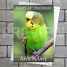 Budgerigar birthday card. 5x7