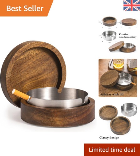 Large grey wooden ashtray - large, with