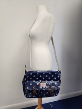 Cath Kidston Blue Polka Dot Crossbody Bag Snap Close Buckles