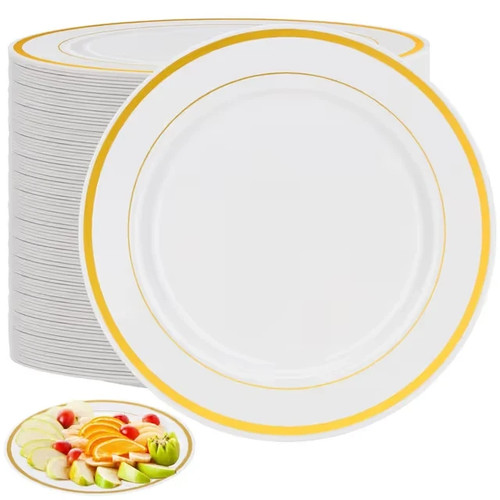 Plastic dining plates pack - plastic, 80